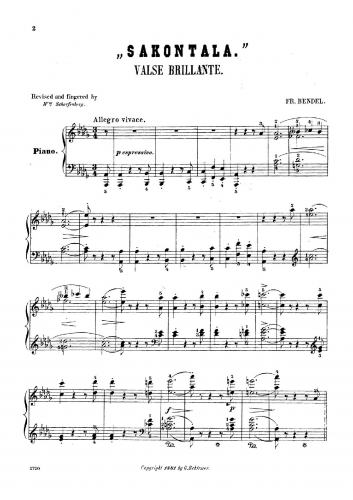 Bendel - Sakontala, Op. 117 - Score