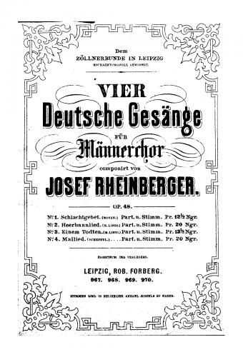 Rheinberger - 4 Deutsche Gesänge