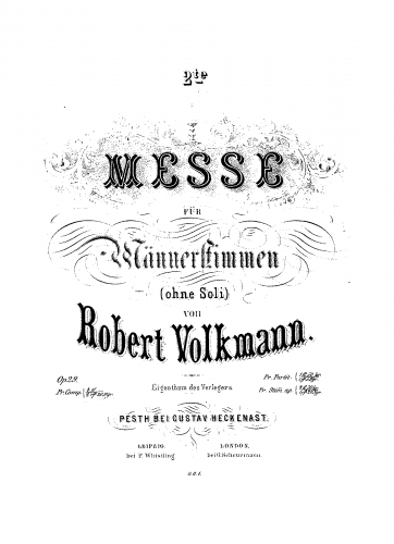Volkmann - Mass No. 2 - Score