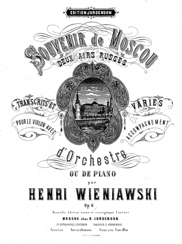 Wieniawski - Souvenir de Moscou - For Violin and Piano