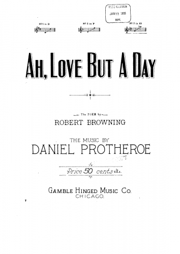 Protheroe - Ah, Love but a Day - Score