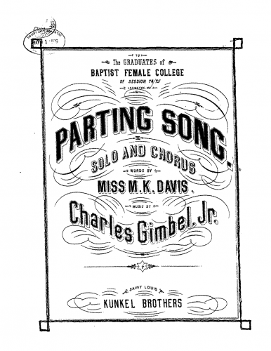 Gimbel Junior - Parting Song - Score