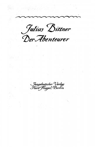 Bittner - Der Abenteurer - Vocal Score - Score