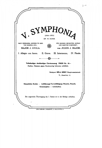 Major - Symphony No. 5, Op. 79 - For Piano 4 Hands (Unknown) - Score