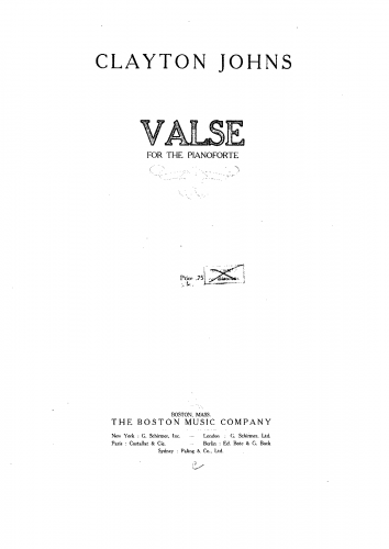 Johns - Valse - Piano Score - Score