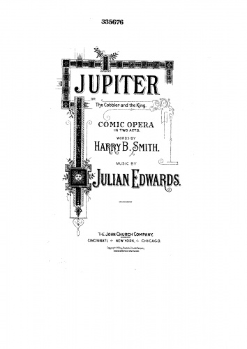 Edwards - Jupiter, or The Cobbler and the King - Vocal Score - Score