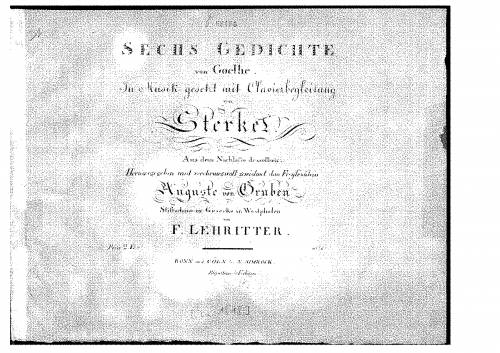 Sterkel - Sechs Gedichte von Goethe - Score