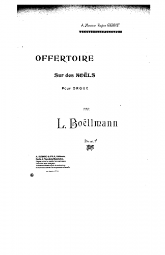 Boëllmann - Offertoire sur des Noëls - Organ Scores - Score