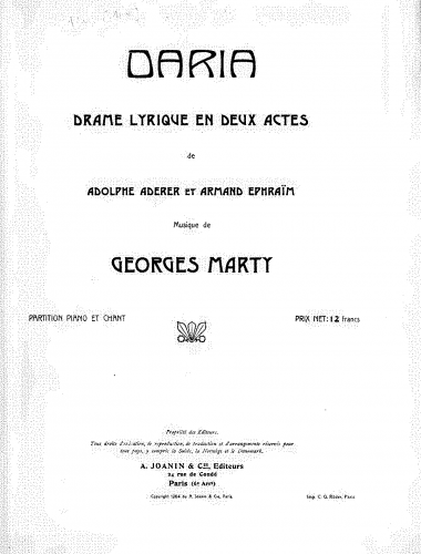 Marty - Daria - Vocal Score - Score