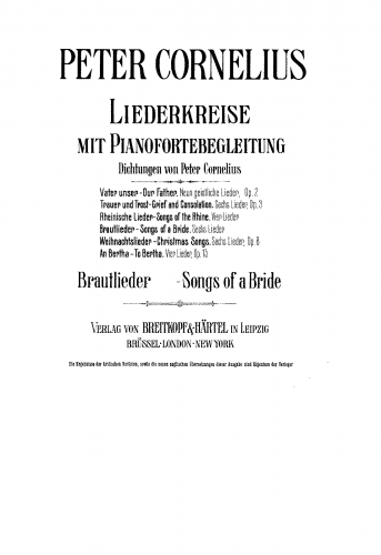 Cornelius - Brautlieder - Score