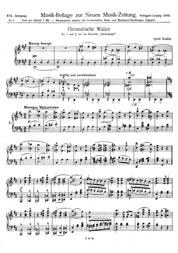 Kistler - Eulenspiegel - Chromatischer Walzer No. 1 and No. 2 For Piano solo - Score