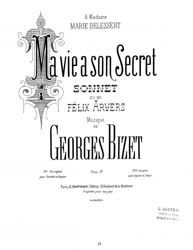 Bizet - Ma vie a son secret - Score