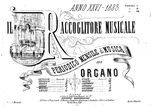 Pagani - Contributions to the Raccoglitore Musical, February 1883 - April 1883 issue: Complete Score