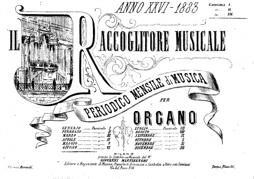 Pagani - Contributions to the Raccoglitore Musical, February 1883 - June 1883 issue: Complete Score