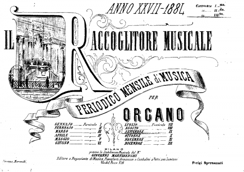 Pagani - Contributions to the Raccoglitore Musical, February 1883 - September 1884 issue: Complete Score