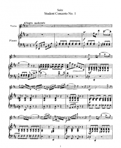 Seitz - Student Concerto No. 1 for Violin and Piano, Op. 7