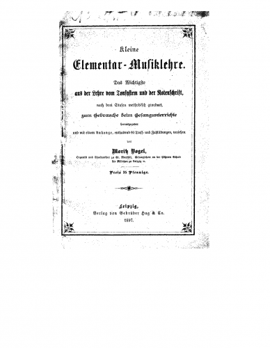 Vogel - Kleine Elementar-Musiklehre - Complete Book