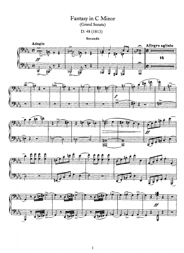 Schubert - Fantasie, D.48 - Piano Duet Scores - Score