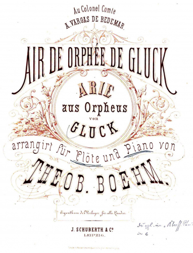 Gluck - Orfeo ed Euridice - Aria: Che farò senza Euridice? (Act III, sc.1) For Flute and Piano (Boehm)