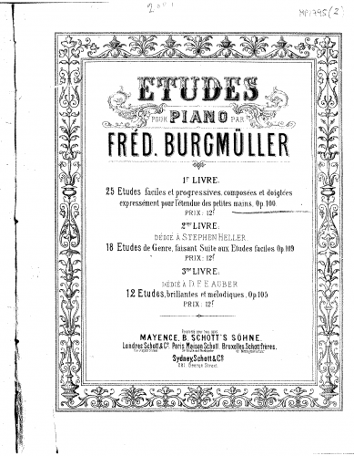 Burgmüller - 25 Ãtudes faciles et progressives - Piano Score