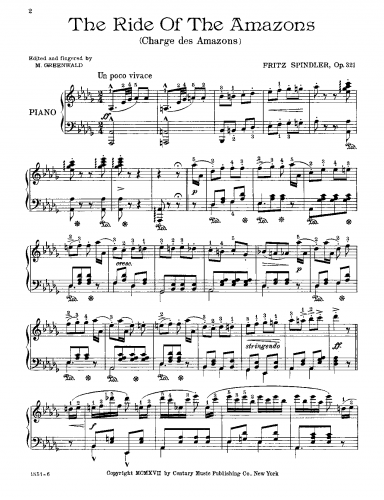 Spindler - Amazonenritt - Piano Score - Score