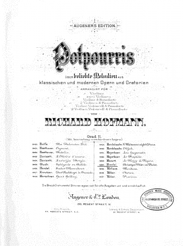Hofmann - Potpourri über 'Die lustigen Weiber von Windsor' - Piano Score
