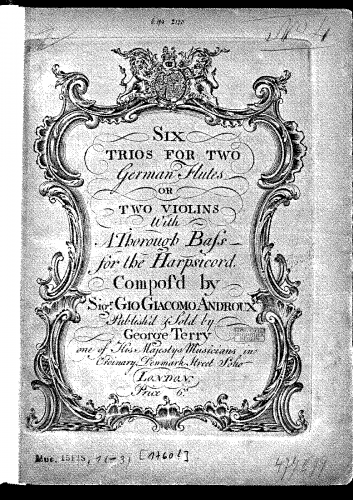 Androux dit Fabrice - 6 Trio Sonatas