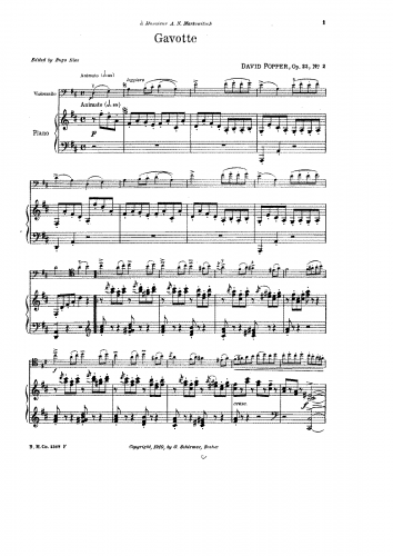 Popper - Gavotte No. 2 Op. 23 - Scores and Parts