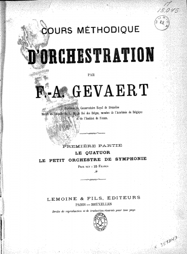 Gevaert - Cours méthodique d'orchestration - Complete Book (Parts 1 and 2)