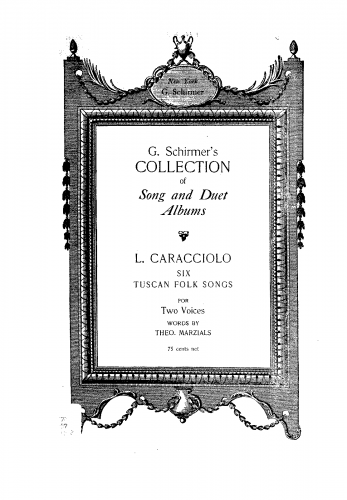 Caracciolo - Six Tuscan Folk Songs - Score