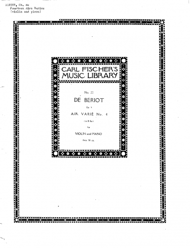 Bériot - Air with Variations [Air varié] No. 4 - Piano Score