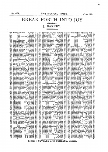 Barnby - Break Forth Into Joy - Vocal Score