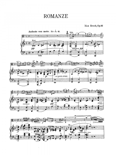 Bruch - Romanze for Viola and Orchestra - For Viola and Piano (Composer)