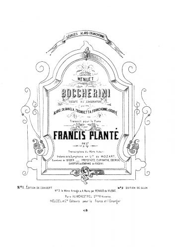 Planté - Célèbre Menuet de Boccherini - Piano score