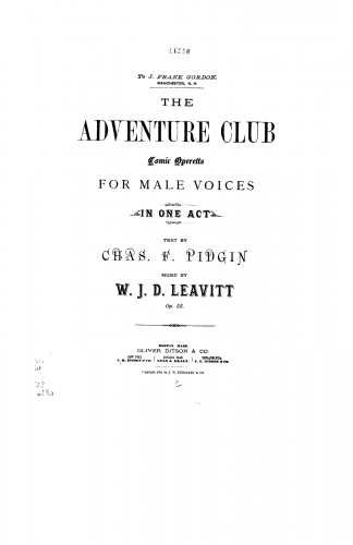 Leavitt - The Adventure Club - Vocal Score - Score