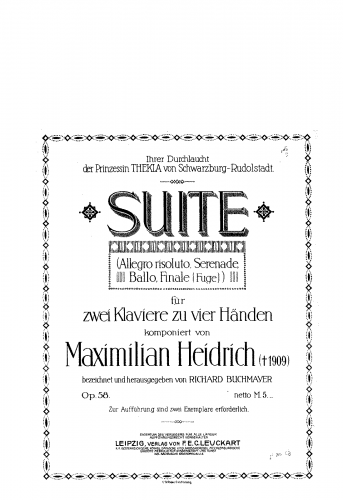 Heidrich - Suite for 2 Pianos - Score
