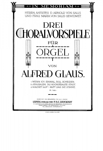 Glaus - 3 Choralvorspiele - Score