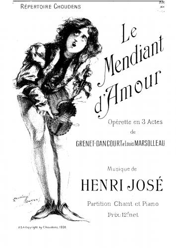 José - Le mendiant d'amour - Vocal Score - Score