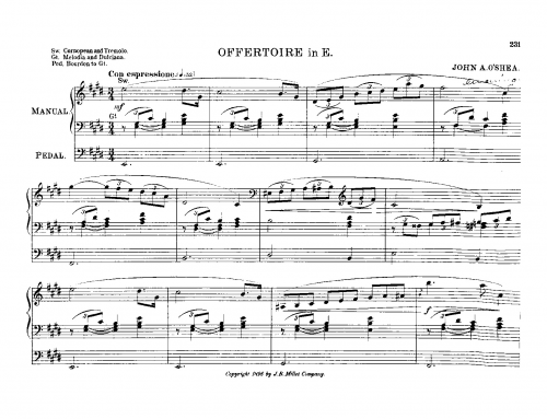 O'Shea - Offertoire in E major - Score