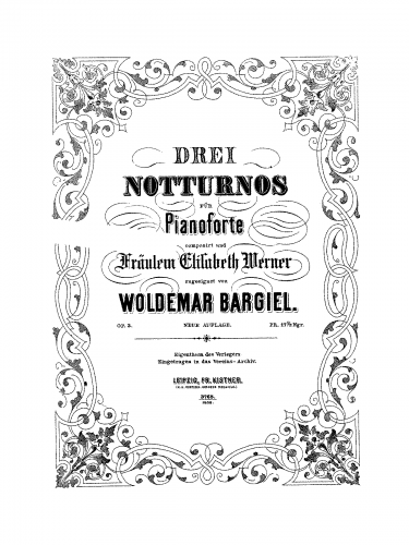 Bargiel - 3 Nocturnes - Piano Score - Score