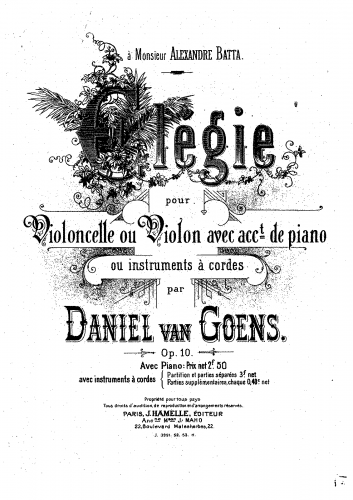 Goens - Elégie - Score