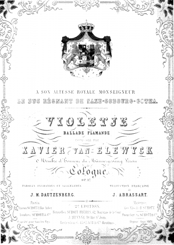 Elewyck - Violette, Op. 17 - Score