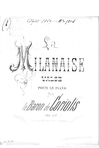 Coriolis - La milanaise, valse pour piano - Score