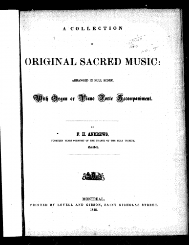 Andrews - A Collection of Original Sacred Music - Score