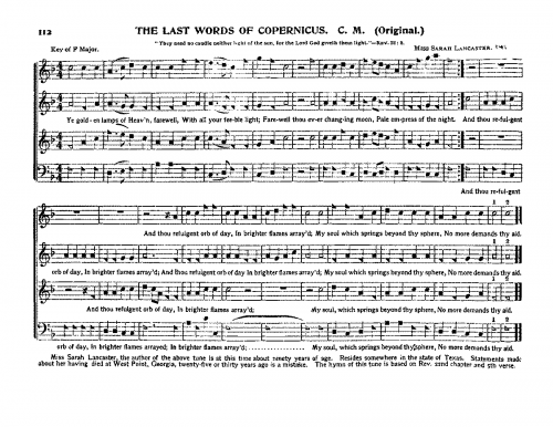 Lancaster - The Last Words of Copernicus - Four-part harmony - Score