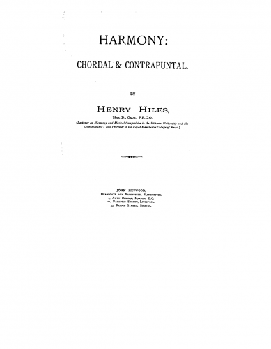 Hiles - Harmony: chordal & contrapuntal - Complete Method