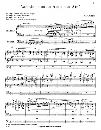Flagler - Variations on an American Air - Organ Scores - Score
