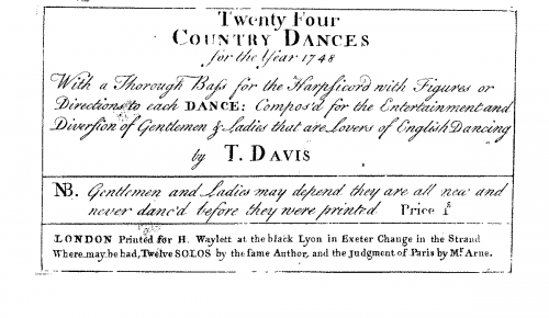 Davis - 24 Country Dances for the Year 1748 - Score