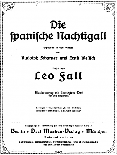 Fall - Die spanische Nachtigall - For Piano solo (Lindemann) - Score