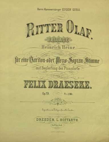 Draeseke - Ritter Olaf - Score